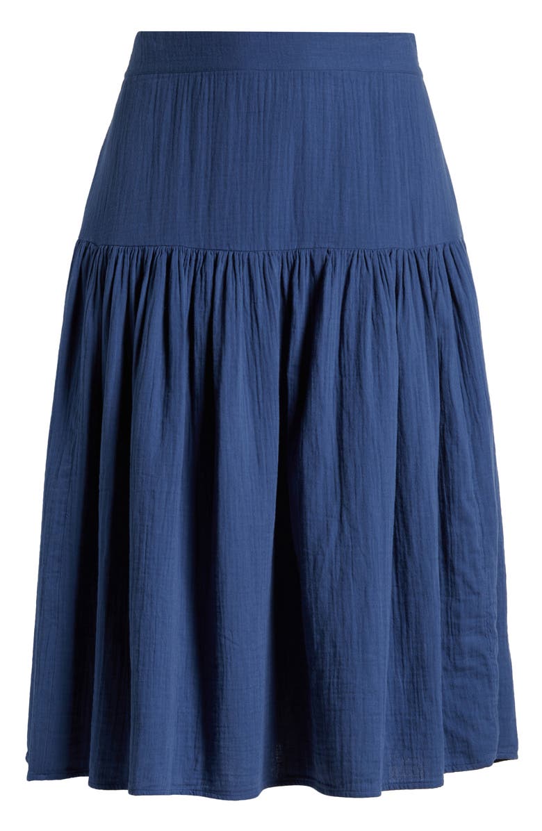Caslon<sup>®</sup> Cotton Gauze Midi Skirt, Alternate, color, Navy Denim