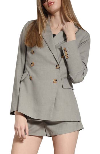 Walter Baker Tilda Double Breasted Blazer Jacket In Soft Taupe