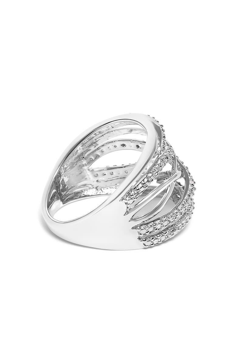 Haus of Brilliance Silver Diamond Accent Crossover Ring, Alternate, color, White