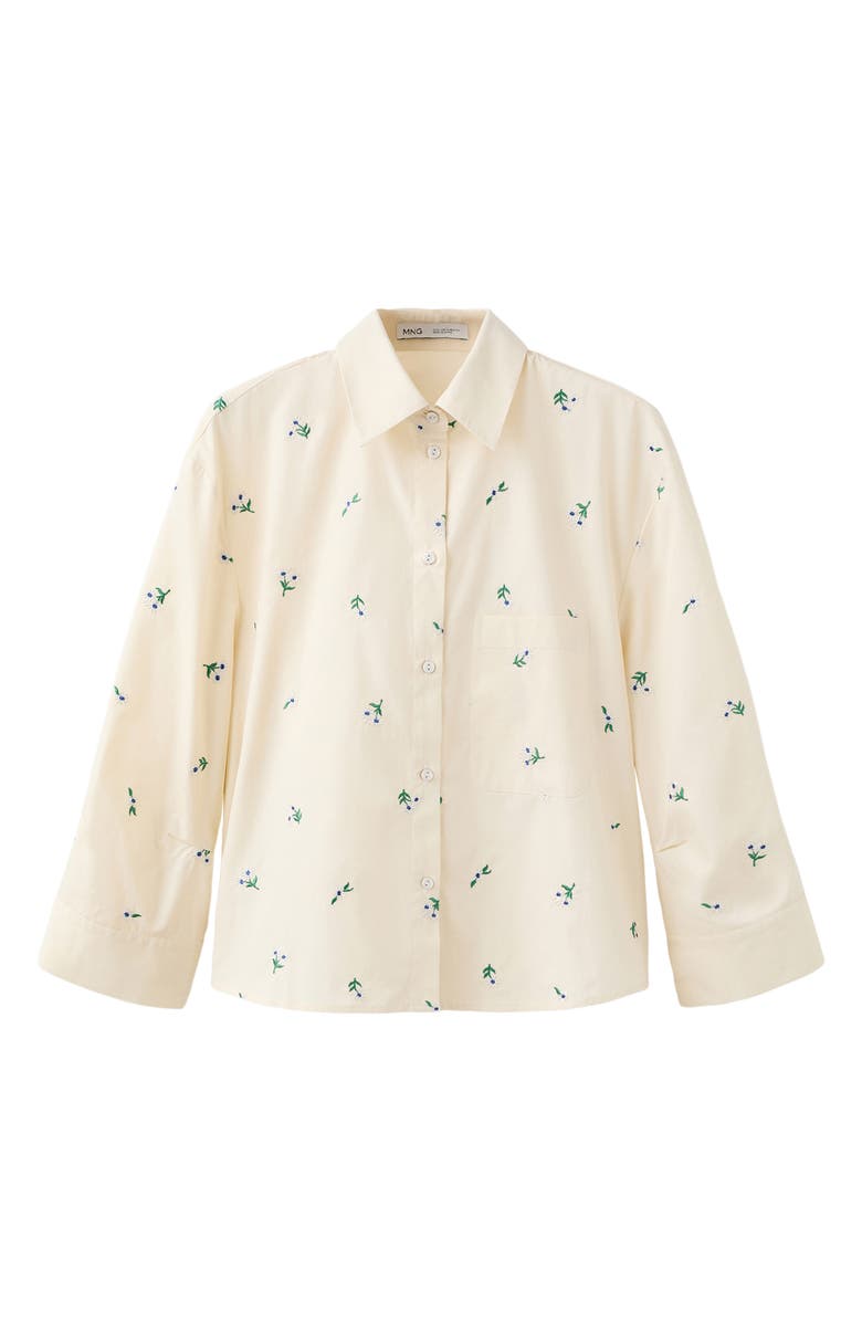 MANGO Ditsy Floral Embroidered Button-Up Cotton Shirt, Alternate, color,