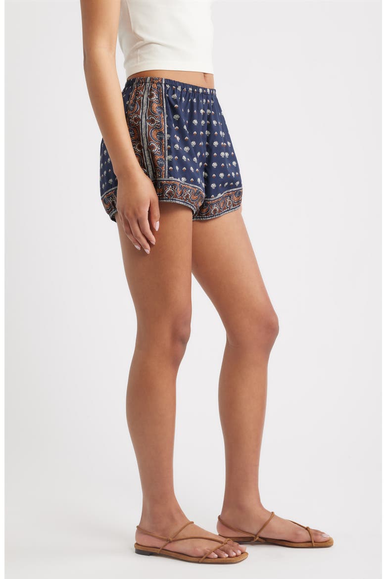 Vienna Print Cotton Shorts, Alternate, color, BLEU FOULARD DE LA MER