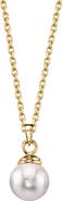 The Pearl Source 14K Gold Japanese Akoya Pearl Hope Pendant