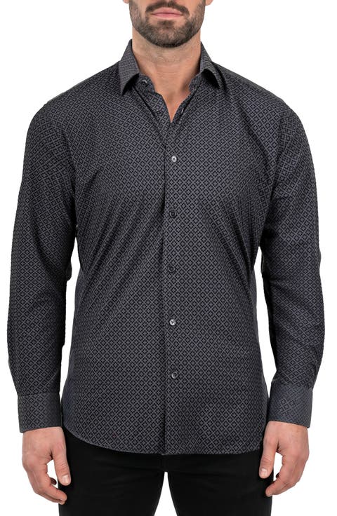 Fibonacci Print Performance Stretch Dress Shirt