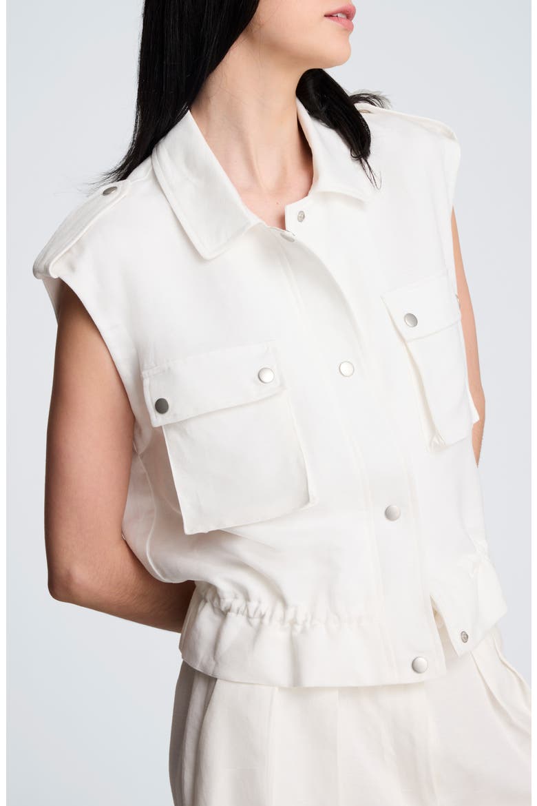 Linen Blend Cargo Vest, Alternate, color, PURE WHITE