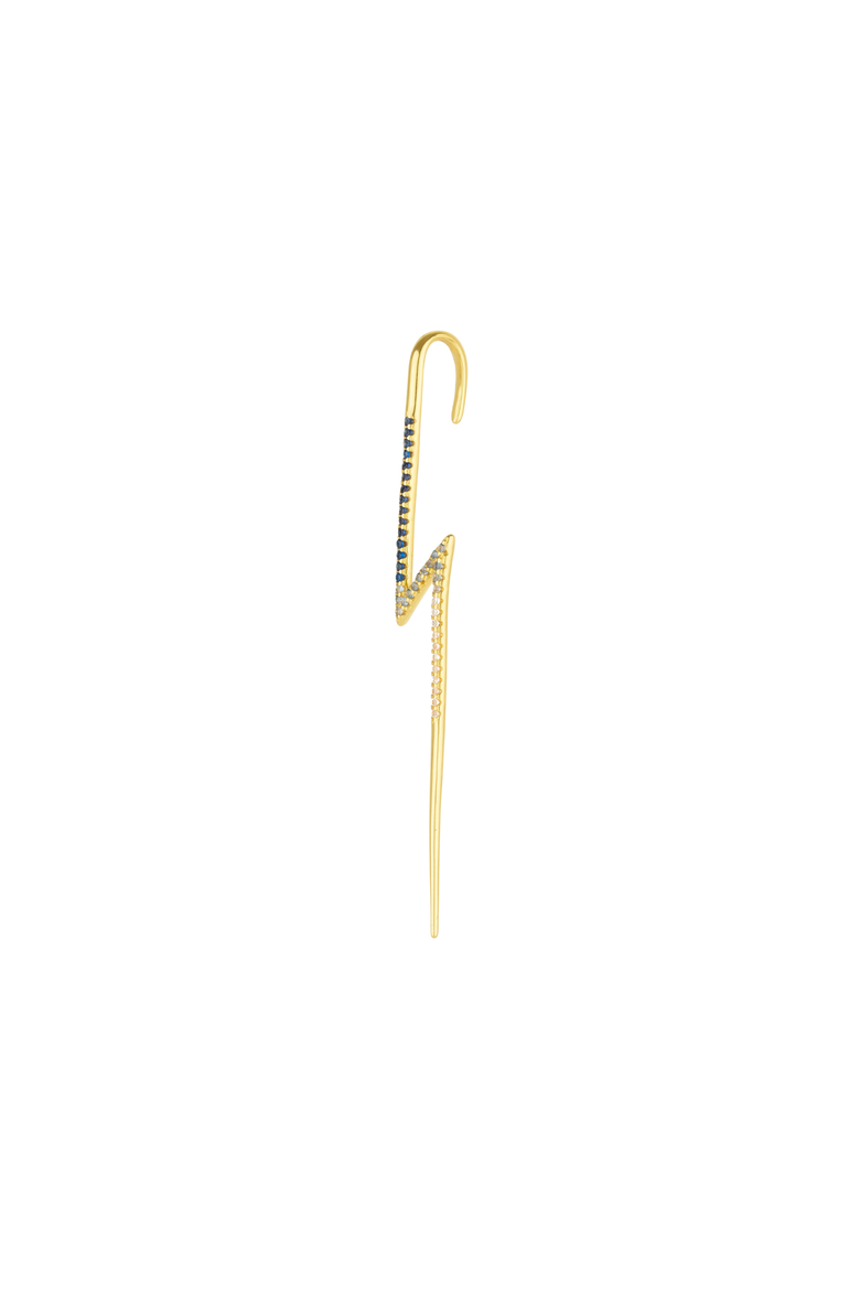 True Lightning Gemstones Sterling Silver Bolt Ear Crawler, Main, color, Gold