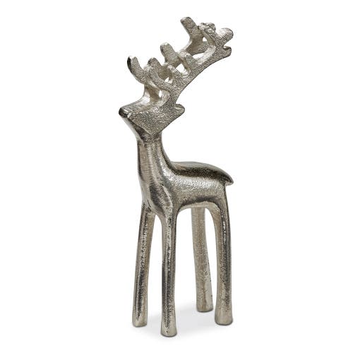 Tag Large Silver Reindeer Silhouette Decorative Sculpture In Silver