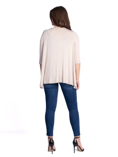 24seven Comfort Apparel Petites Elbow Length Sleeve Open Cardigan In Neutral
