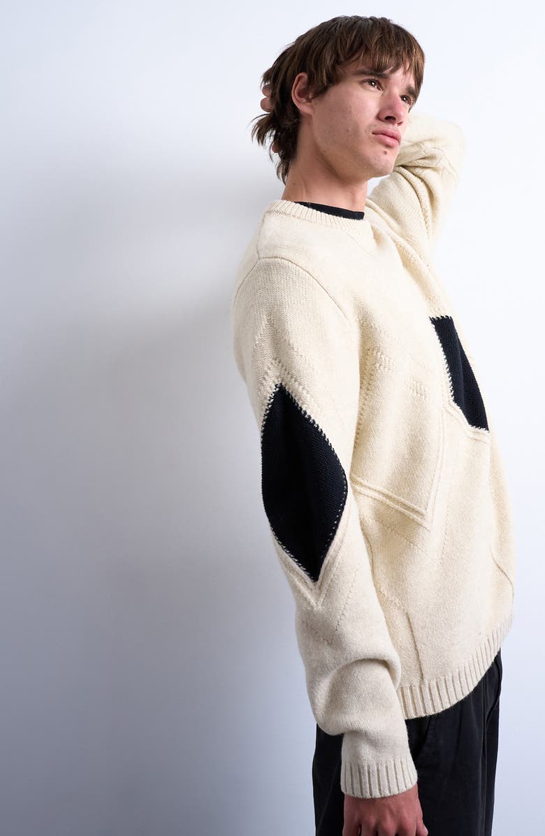 Topman Diamond Sweater, Alternate, color, Ecru