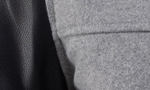 X-ray Xray Mixed Media Faux Leather Bomber Jacket In Grey/black