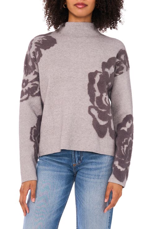 Flower Mock Neck Sweater