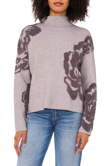1.state Flower Mock Neck Sweater In Purple