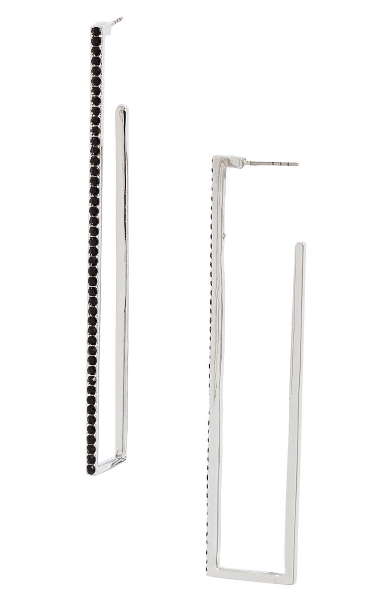 Open Edit Crystal Pavé Rectangular Hoop Earrings, Main, color,