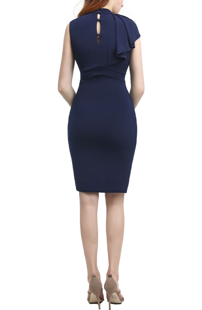 Kimi & Kai Josephine Ruffle Maternity Sheath Dress, Alternate, color, Navy