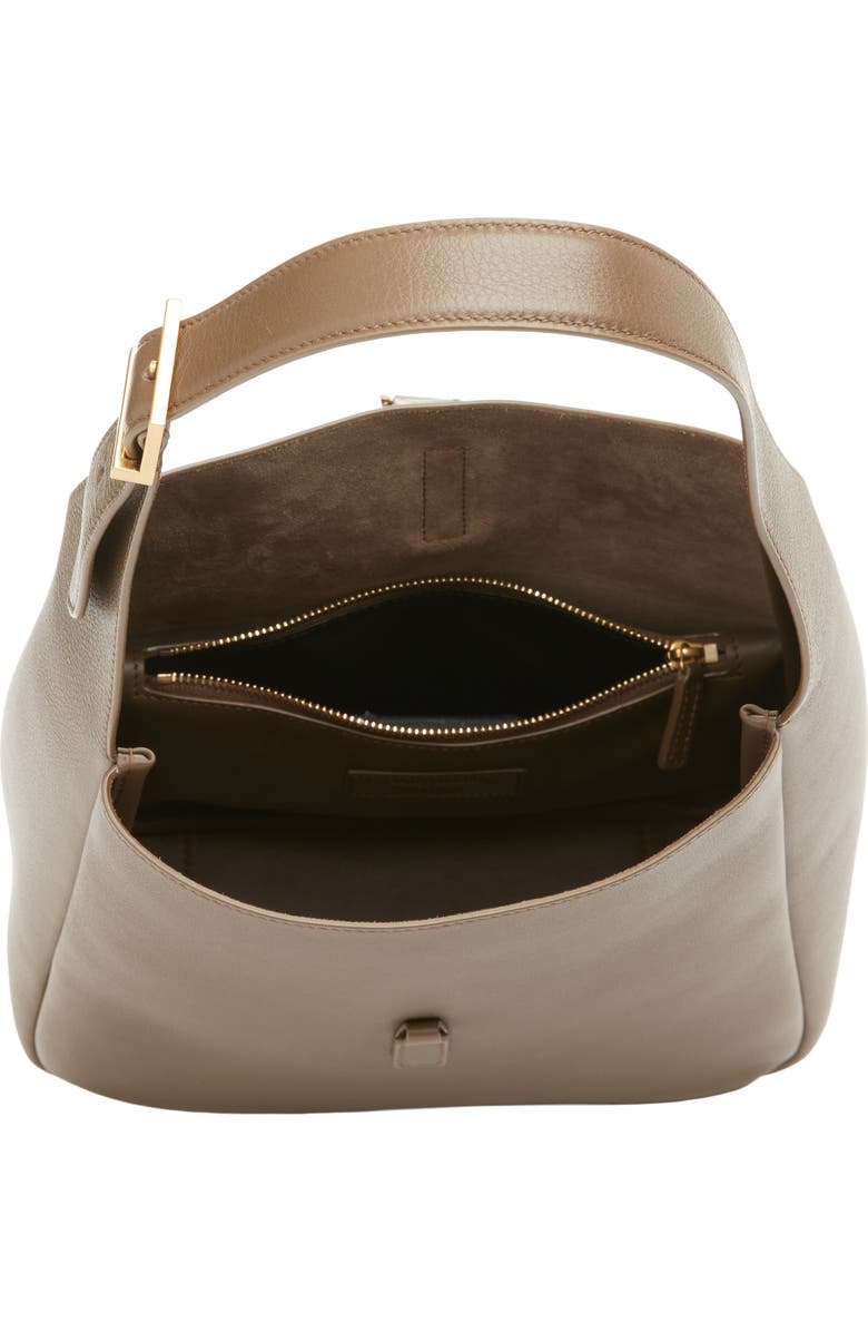 Saint Laurent Small Le 5 à 7 Leather Hobo, Alternate, color, Pecan Brown