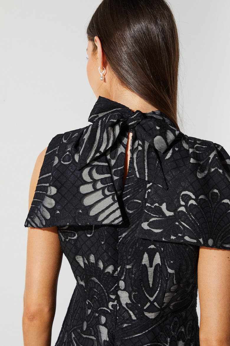 Bow Sleeve Jacquard Dress, Alternate, color, Black