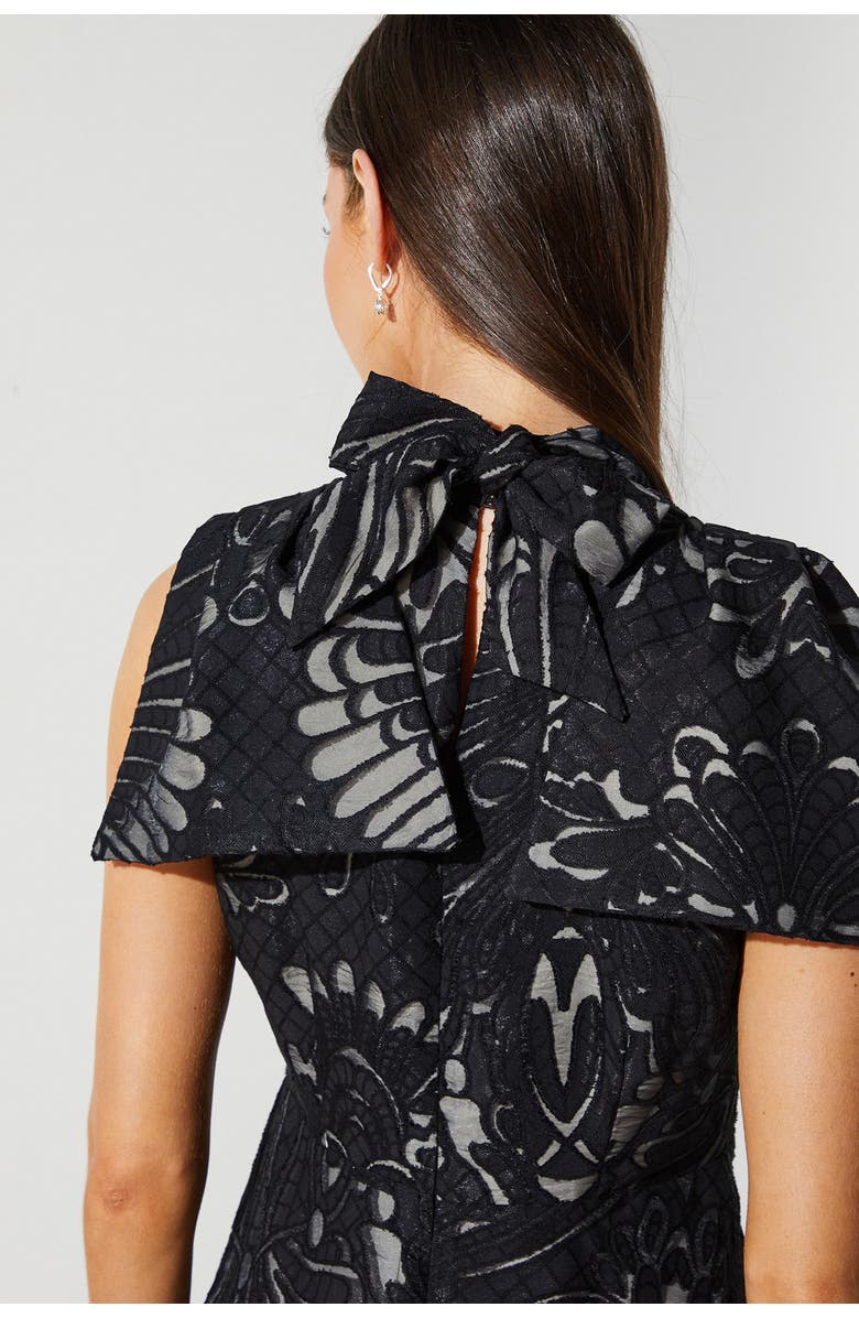 Coast Bow Sleeve Jacquard Dress, Alternate, color, Black