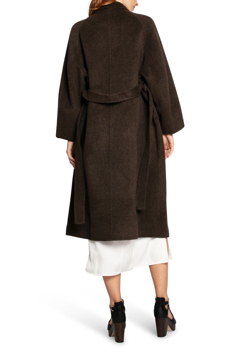 Belted Wool Blend Coat, Alternate, color, BROWN