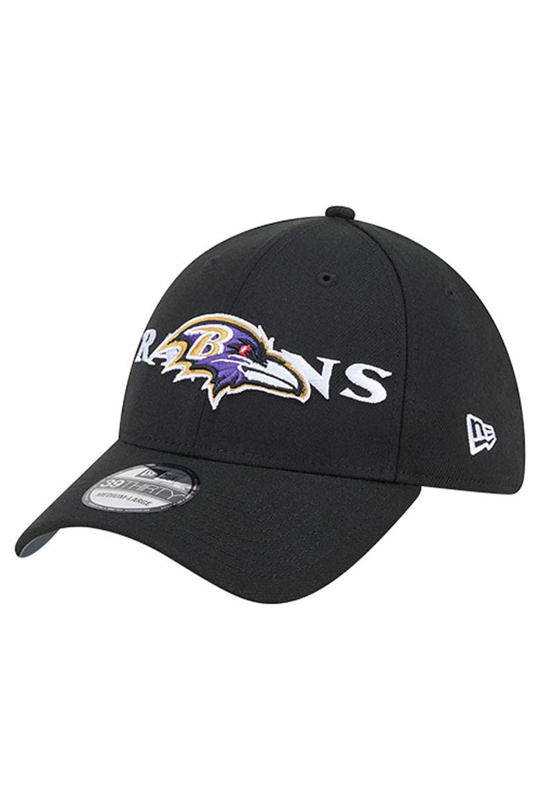 Men's New Era Black Baltimore Ravens Overlap Logo 39THIRTY Stretch Fit Hat, Main, color, Black