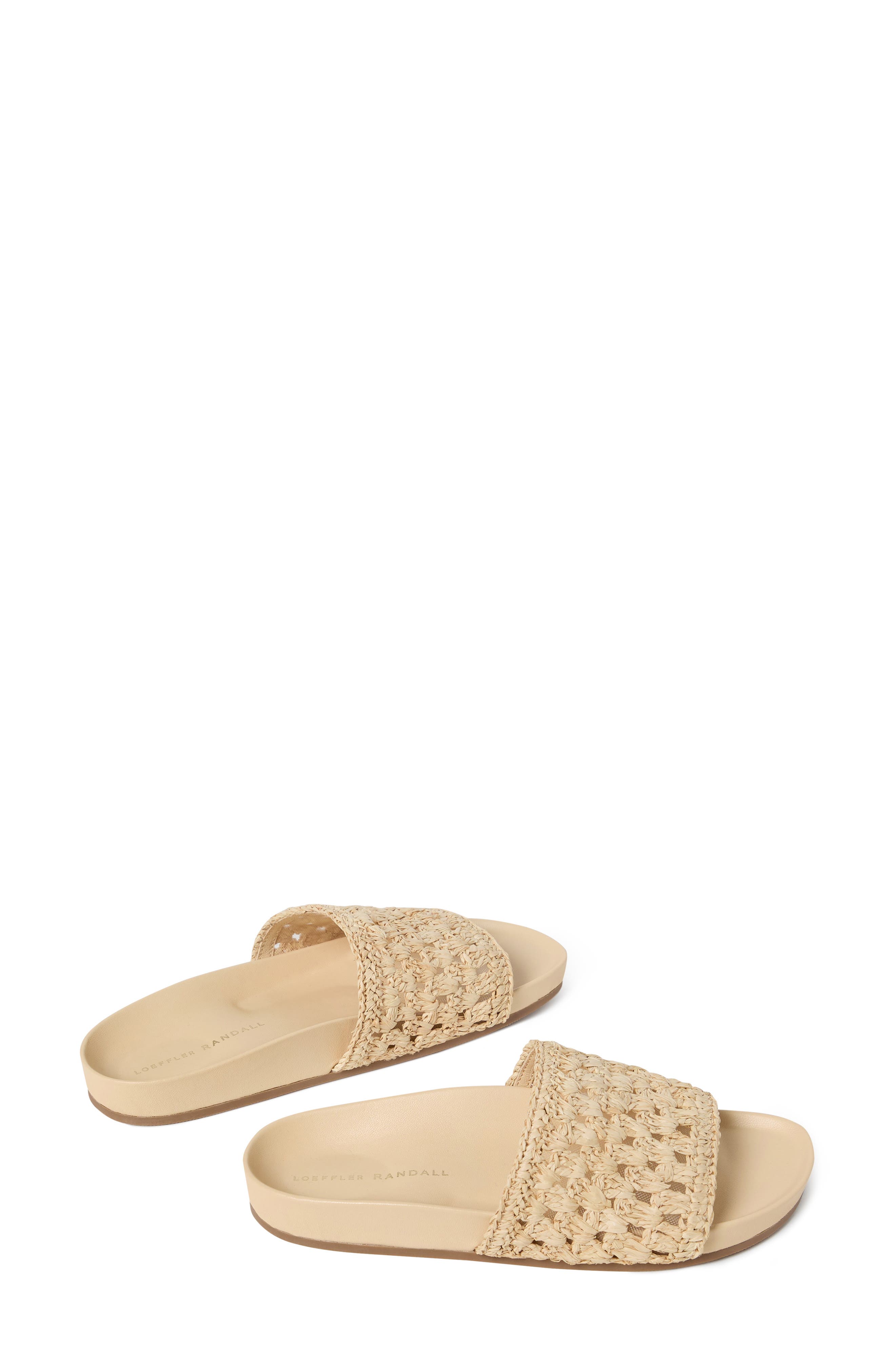 Henri Crochet Raffia Slide Sandal, Alternate, color, CREAM-NATURAL