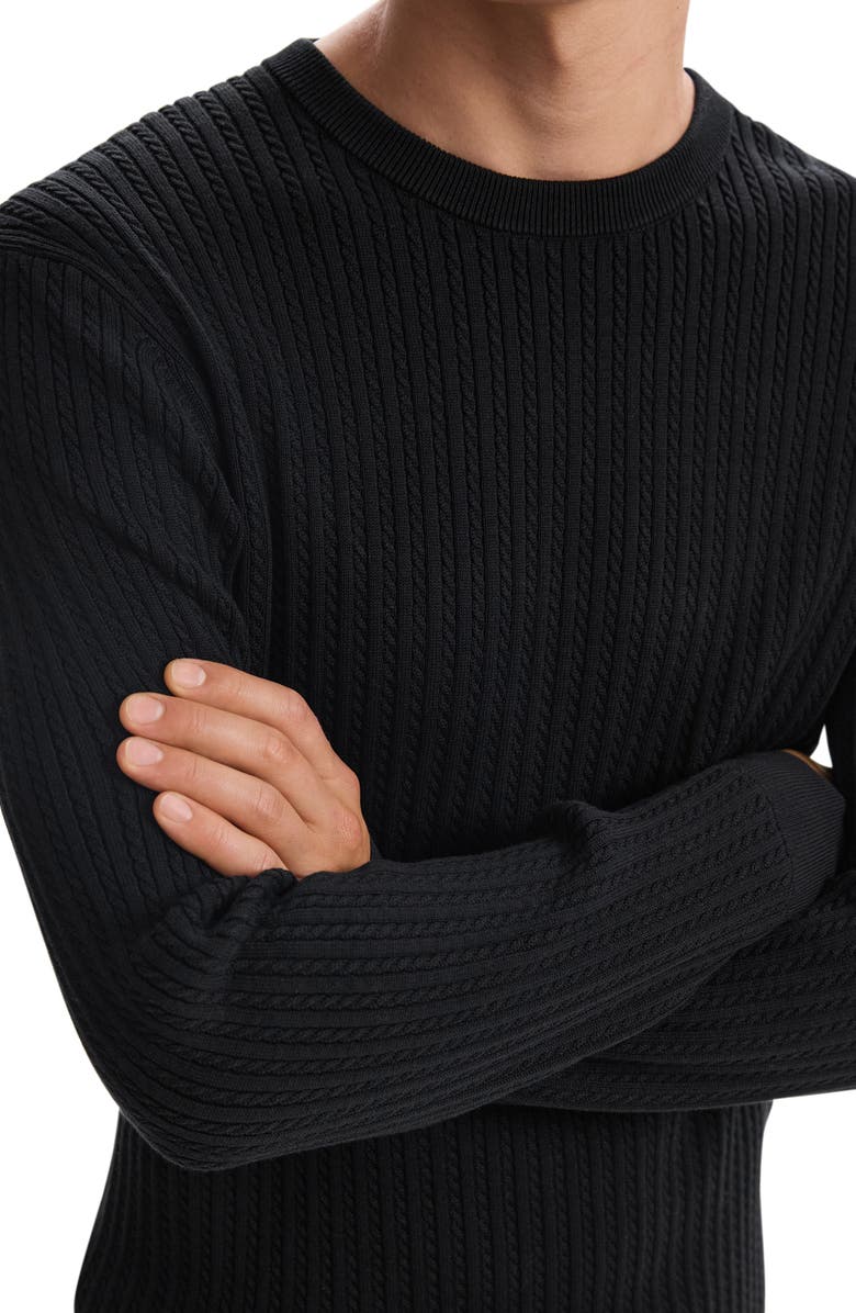 Theory Riland Cabled Cotton Crewneck Sweater, Alternate, color,