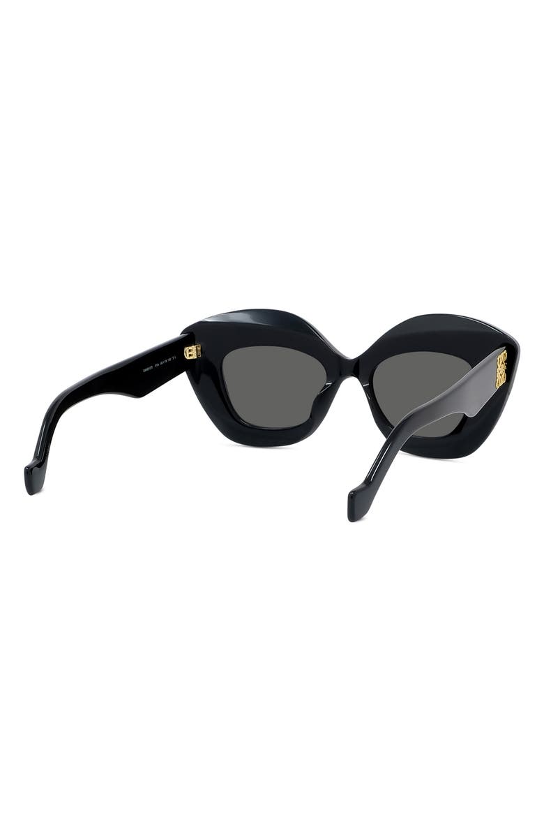 Loewe Anagram 48mm Small Cat Eye Sunglasses, Alternate, color, Black / Smoke