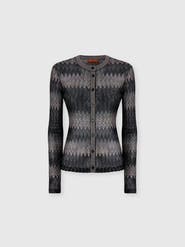 Missoni Viscose Lamé Chevron Crewneck Cardigan