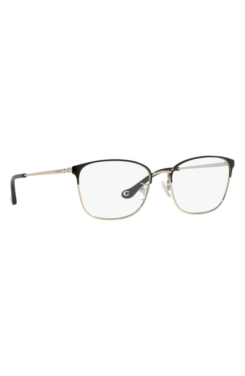 COACH 53mm Rectangle Optical Glasses, Alternate, color, Black / Gold / Blue Light