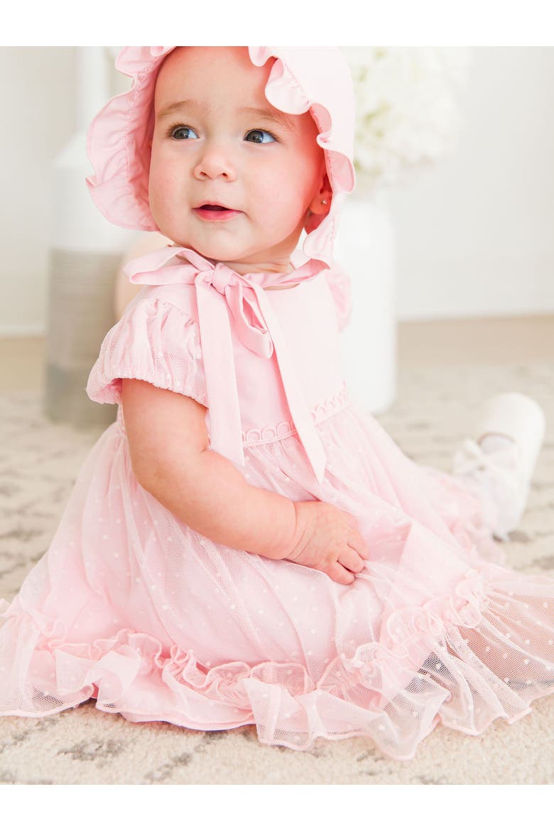 Baby Girls Dotted Tulle Dress & RuffleButt Set, Alternate, color, Baby Pink