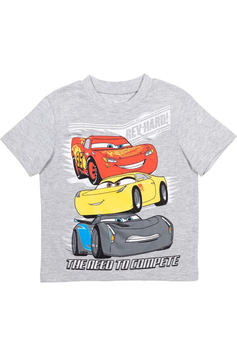Cars Lightning McQueen Racing 2-Piece T-Shirt and Shorts Set, Alternate, color, Grey Black Cars