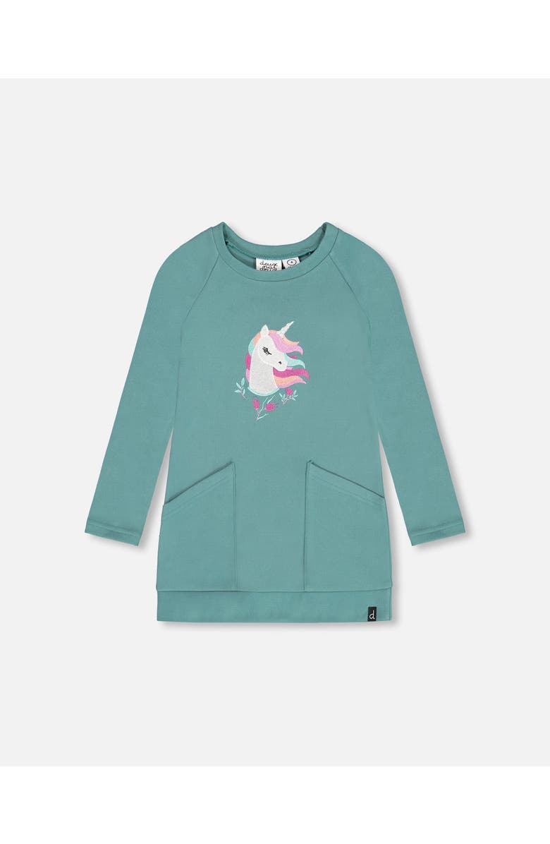 Deux par Deux Girl's Tunic With Front Pocket Emerald Green, Main, color, 