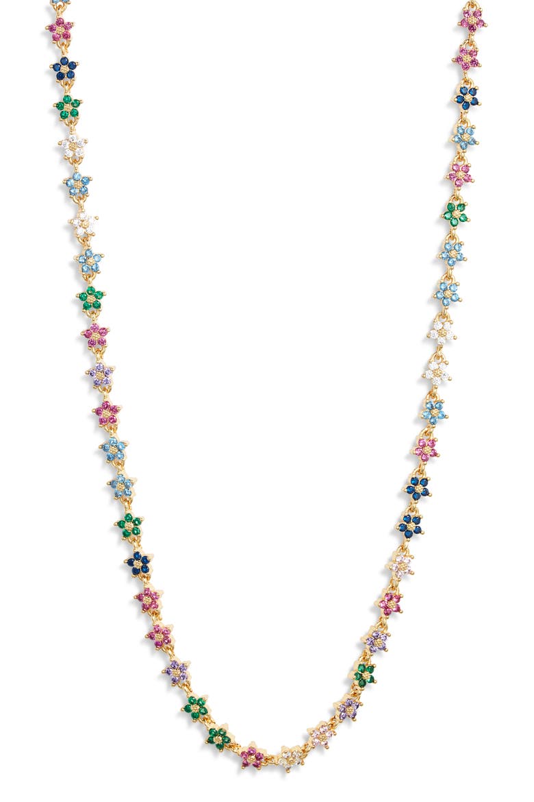 Rainbow Twinkle Flower Choker Necklace, Alternate, color, GOLD/ MULTI
