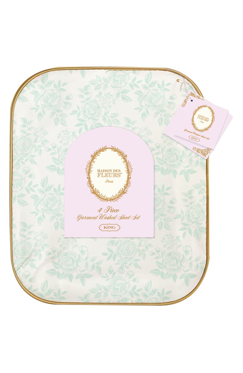 MAISON DES FLEURS Floral Microfiber Sheet Set, Alternate, color, Mint