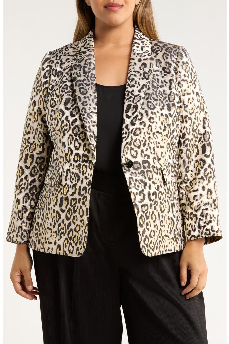 Leopard Metallic Blazer, Main, color, GOLD LEOPARD