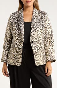 Tahari ASL Leopard Metallic Blazer