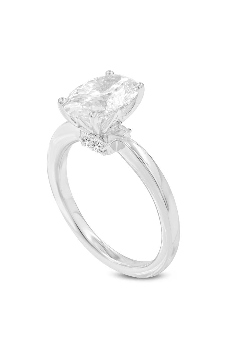 LuvMyJewelry Livia 14K White Gold Oval Lab Grown Diamond Hidden Halo Engagement Ring - 2.25 Ct, Main, color, 14K White Gold