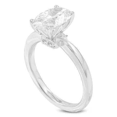 Livia 14K White Gold Oval Lab Grown Diamond Hidden Halo Engagement Ring - 2.25 Ct