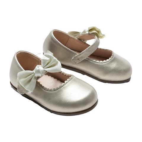 Satin Elodie Rhinestone Bow Flats (Walker & Toddler)