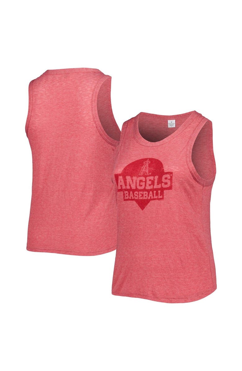SOFT AS A GRAPE Women's Soft as a Grape Red Los Angeles Angels Plus Size High Neck Tri-Blend Tank Top, Main, color, Red