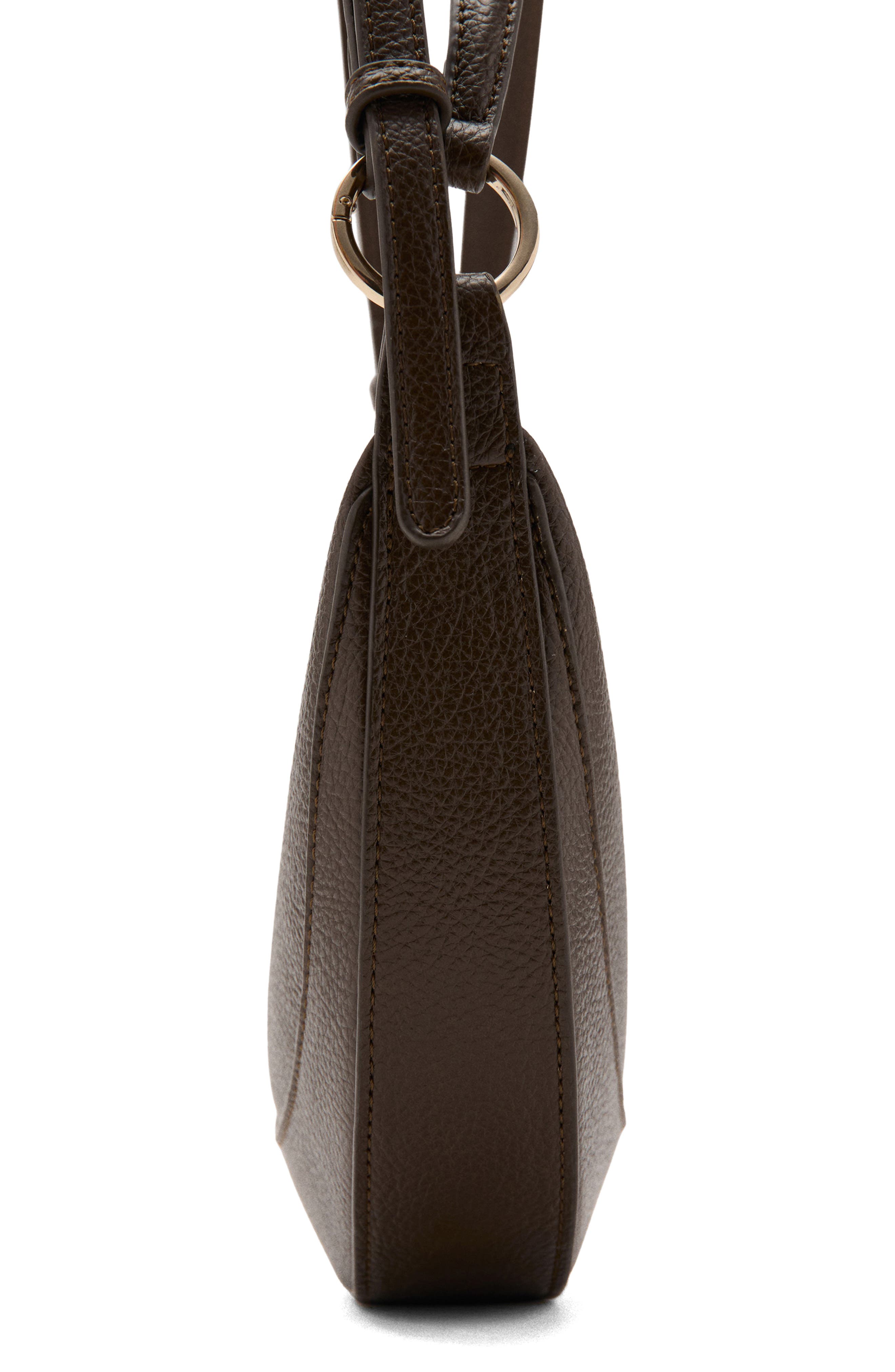 MANGO Oval Faux Leather Shoulder Bag, Alternate, color, Khaki