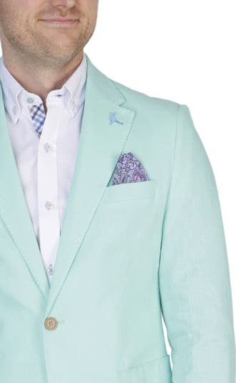 Solid Notch Lapel Linen Blend Sport Coat