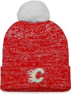 FANATICS Women's Fanatics Branded Red Calgary Flames Glimmer Cuffed Knit Hat with Pom