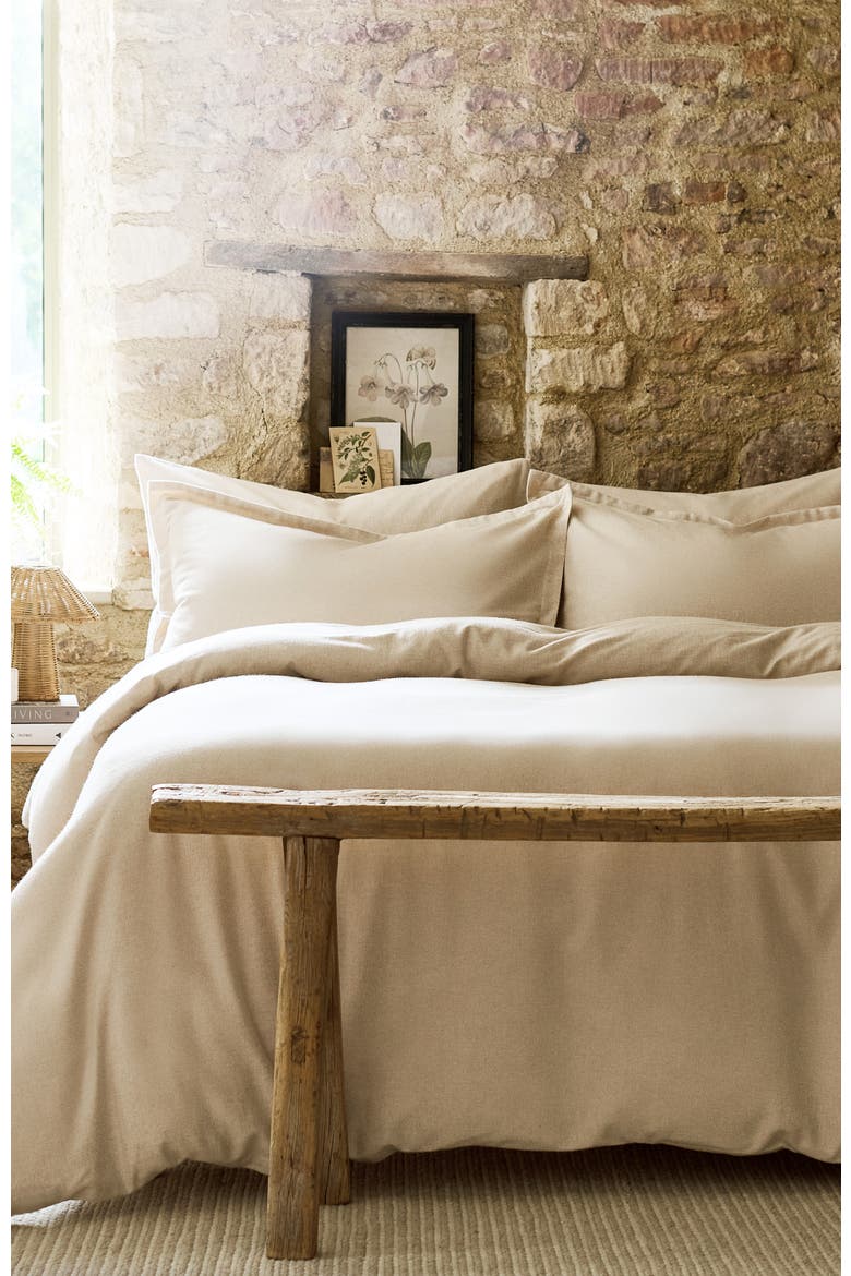 Flannel Marl Brushed Cotton Duvet Cover Sets, Alternate, color, Oat