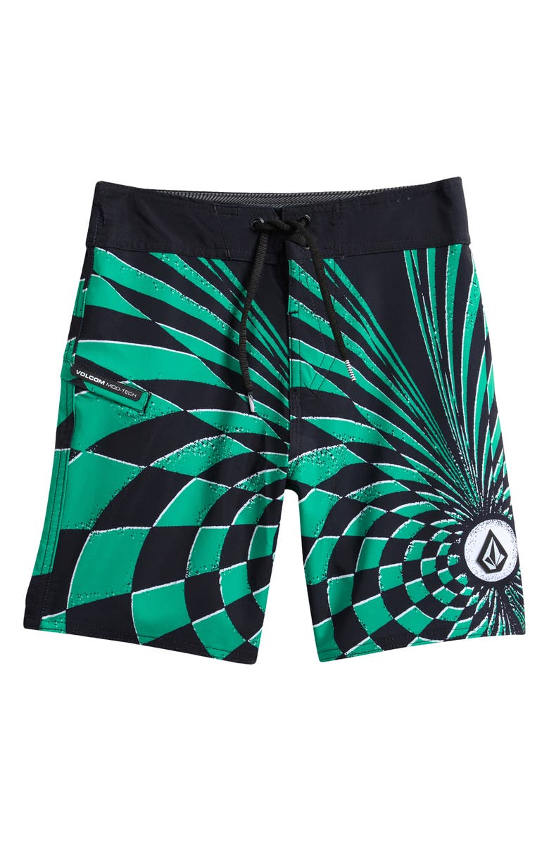 Volcom Kids' Mod Spiral Stone Shield Swim Trunks, Main, color, 