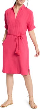 NIC+ZOE Rumba Tie Belt Linen Blend Shirtdress