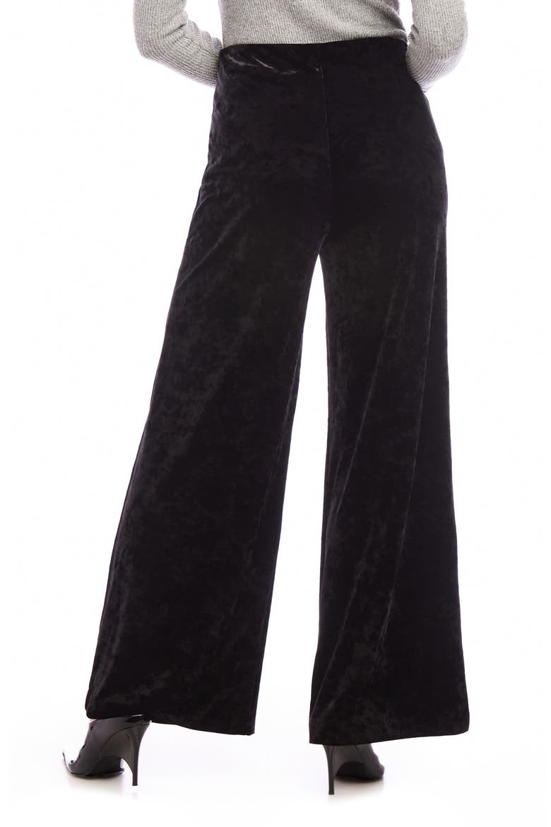 Crushed Velvet Ankle Wide Leg Pants, Alternate, color, BLACK