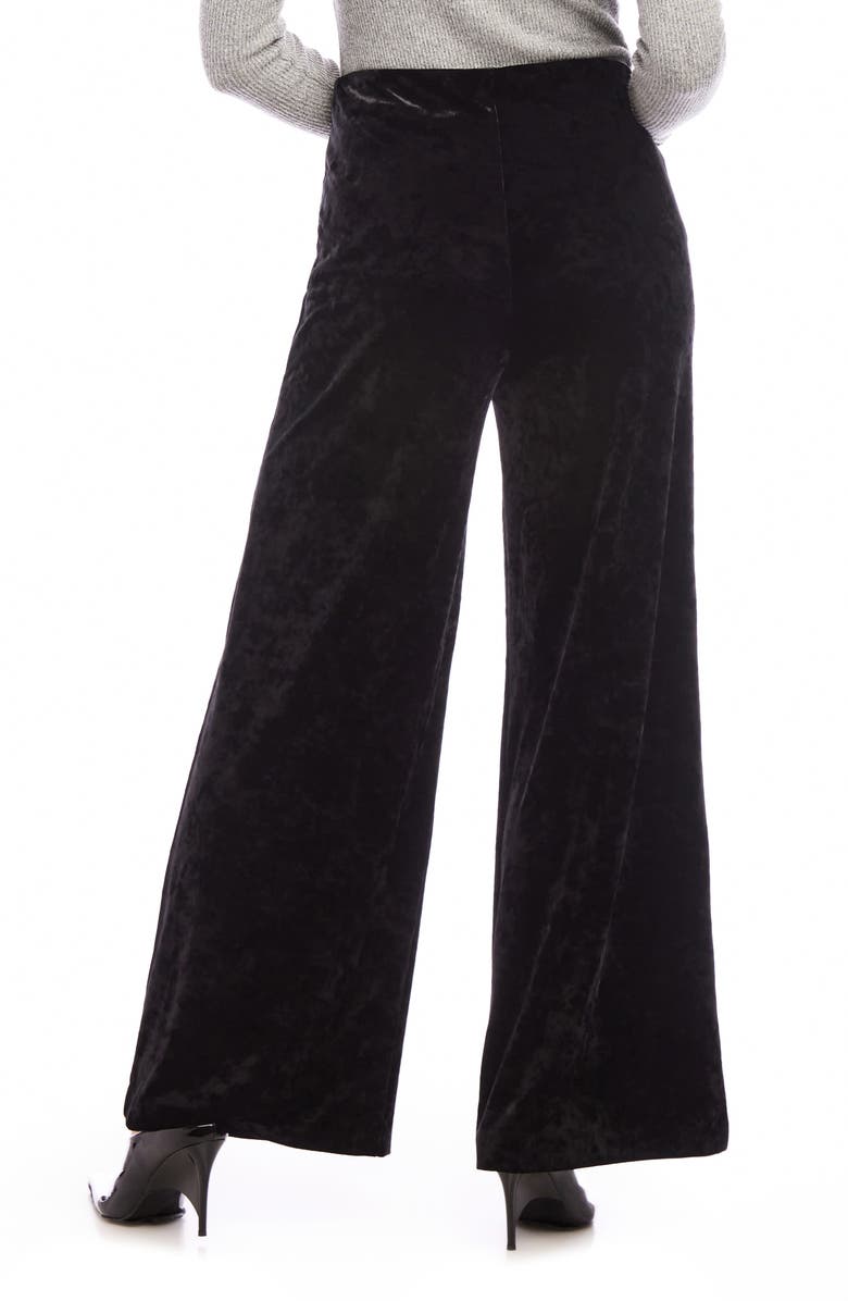 Karen Kane Crushed Velvet Ankle Wide Leg Pants, Alternate, color, Black