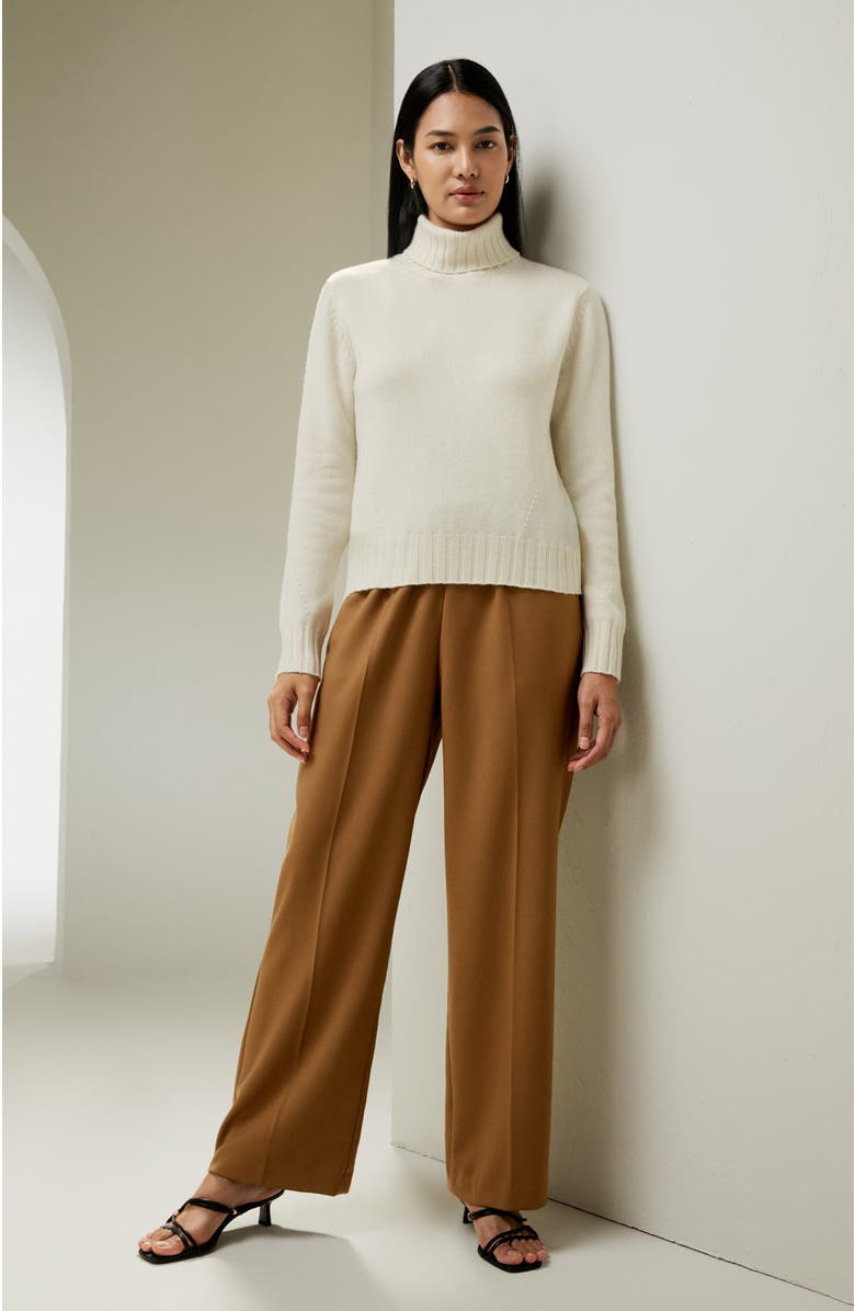 Lilysilk Turtleneck Sweater with Rib Hemline, Alternate, color, White