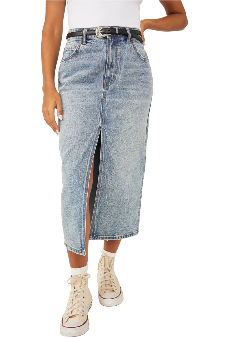 Calabasis Denim Midi Skirt, Main, color, MEDIUM BLUE