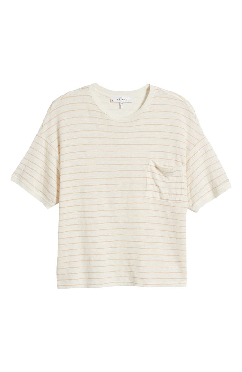 FRAME Stripe Organic Linen Pocket T-Shirt, Alternate, color, Blush Multi