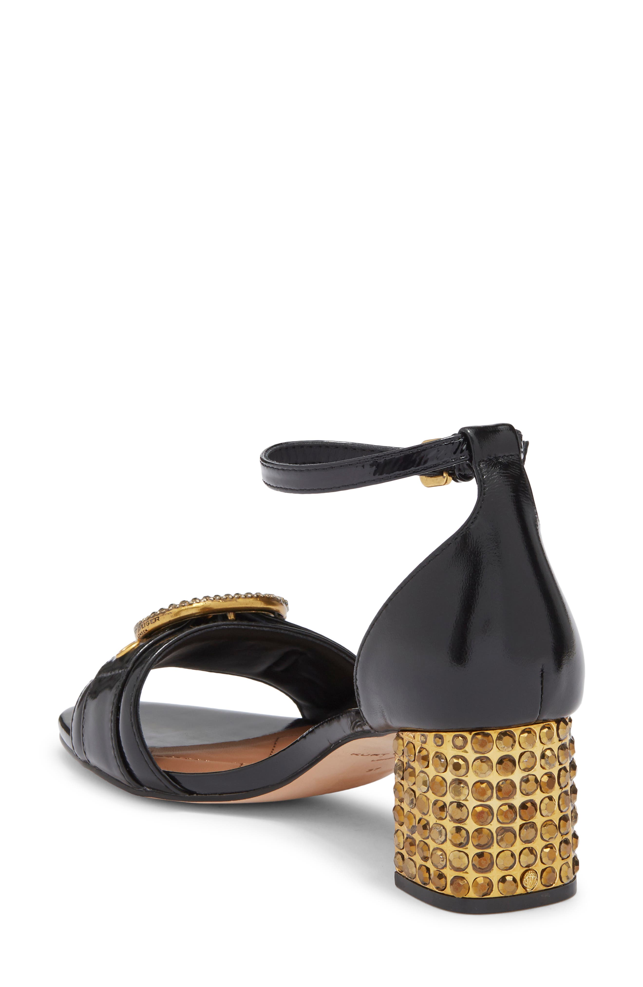 Kurt Geiger London Mayfair Eagle Crystal Heel Sandal, Alternate, color, Black